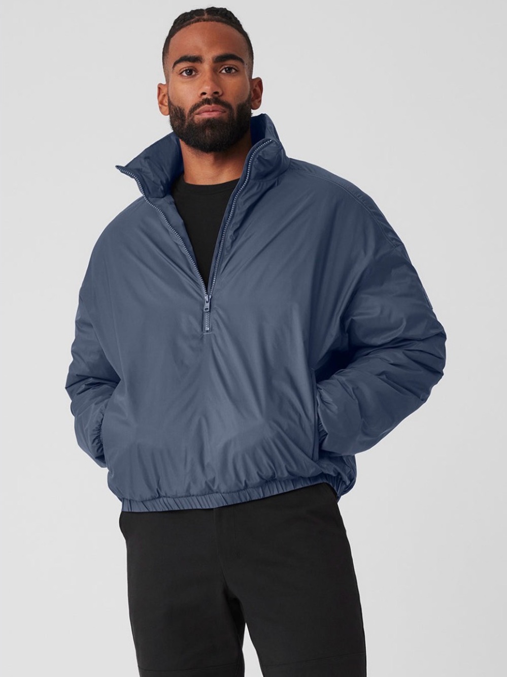 ALO Latitude Light Weight 1/2 Zip Pullover Jacket - Blue/Grey Size Large